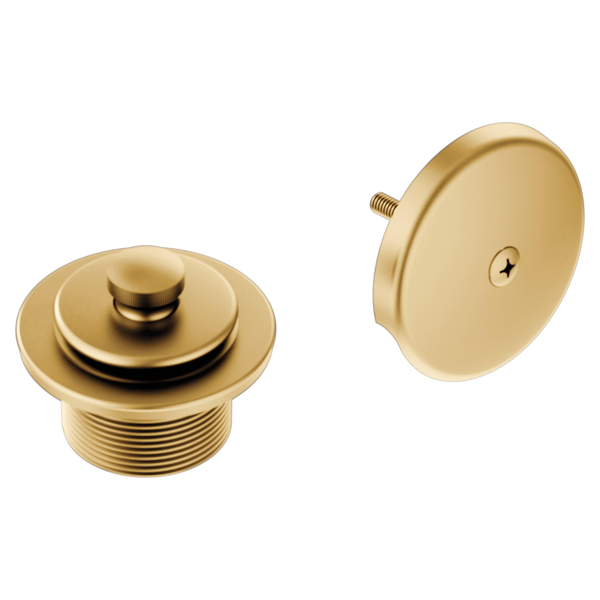 Moen Brushed Gold Push-N-Lock Tub and Shower Drain Kit with 1-1/2 Inch Threads, Plug and Overflow Cover, T90331BG Image