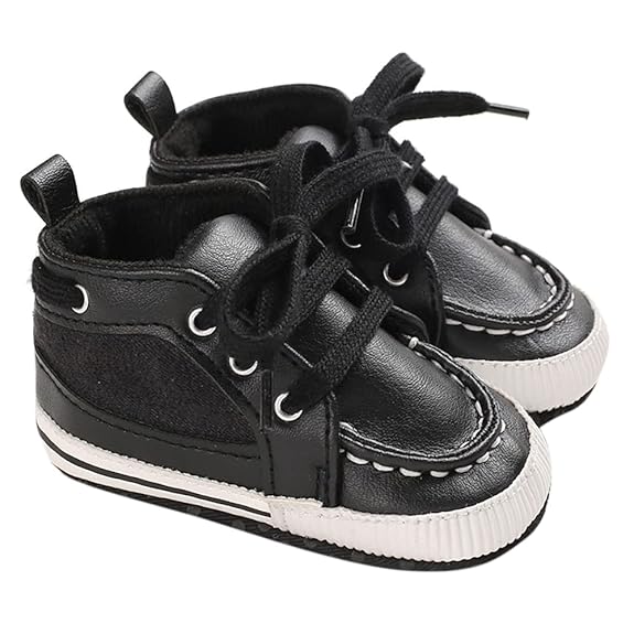 Hopscotch Baby Boys PU Solid Infant Shoes Booties in Black Color, UK5