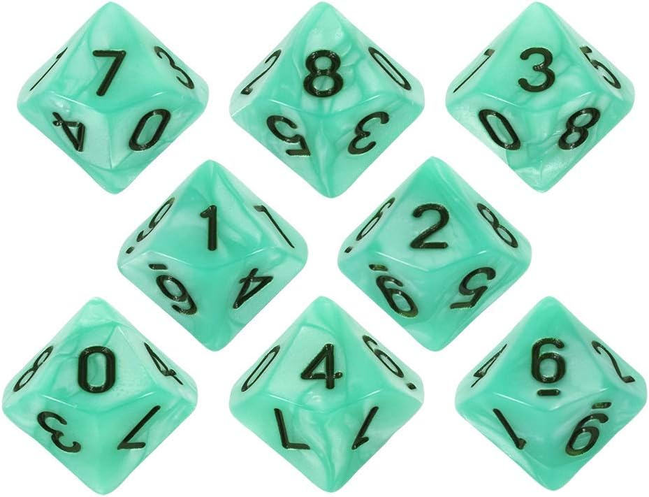 Paladin Roleplaying Turquoise Pearl Dice - 8 D10 Set - 'Aqua', 16 Count (Pack of 7513)