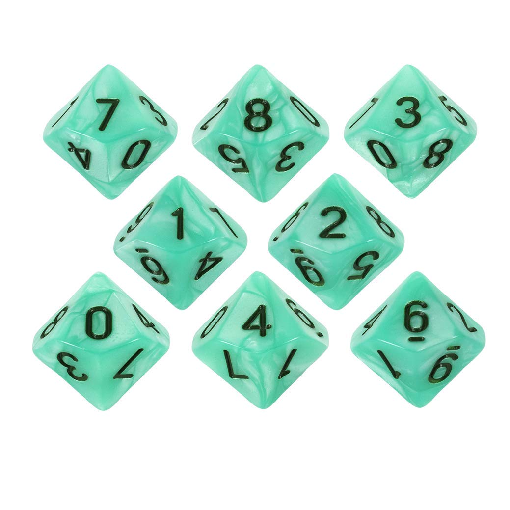 Paladin Roleplaying Turquoise Pearl Dice - 8 D10 Set - 'Aqua'