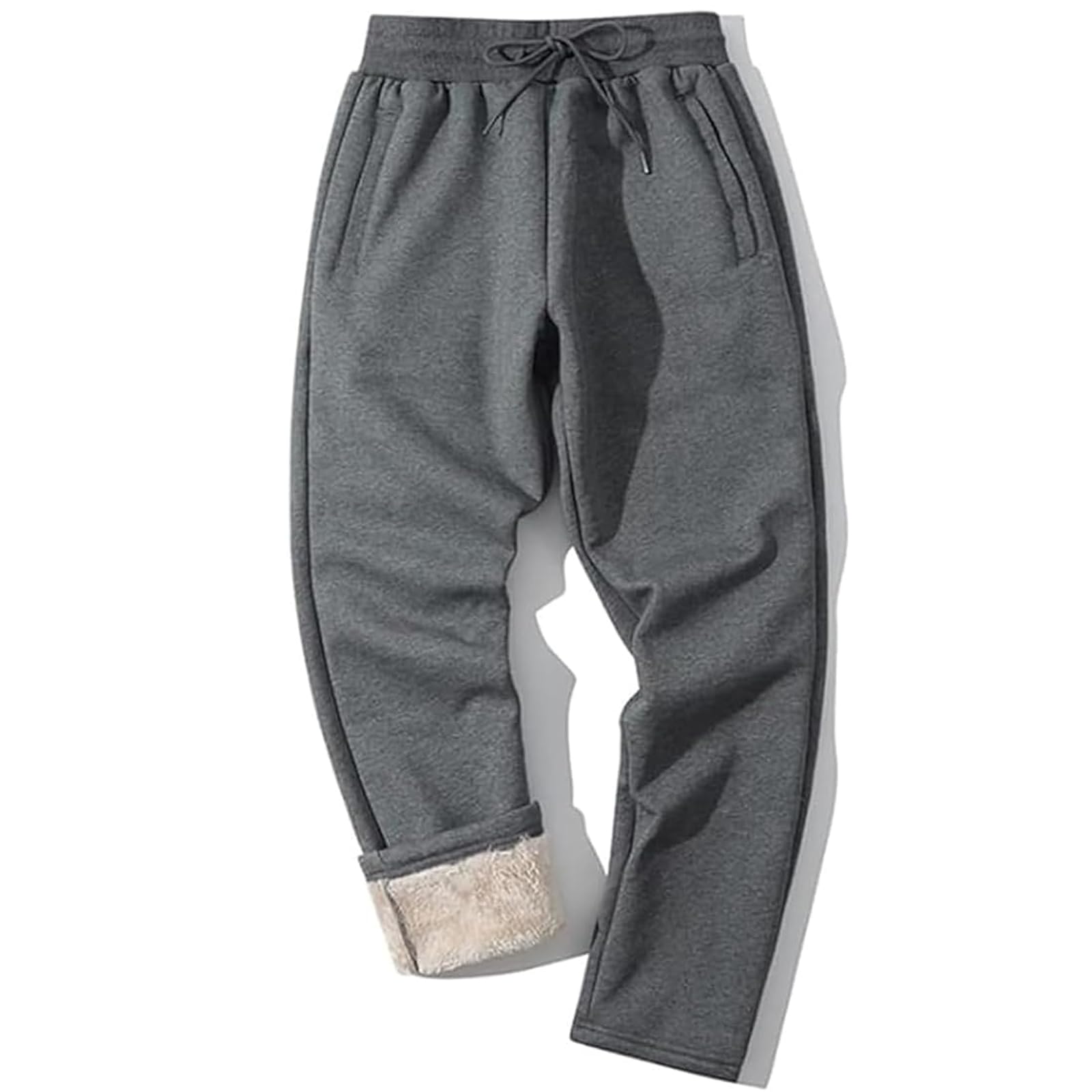 Shiyifa Men's Winter Warm Fleece Sherpa Lined Sweatpants Active Thermal Track Jogger Pants with Pockets(02Deep Grey,L) Image