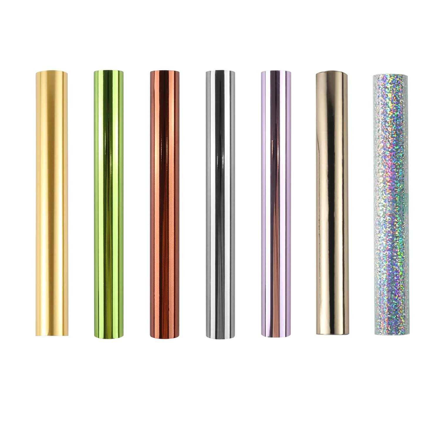 7PCS Glimmer Hot Foil - Metallic Variety Beautiful Diamond Color, 7.6x197in Fiver Rollers Hot Stamping Foil for Scrapbooking & Paper Crafts