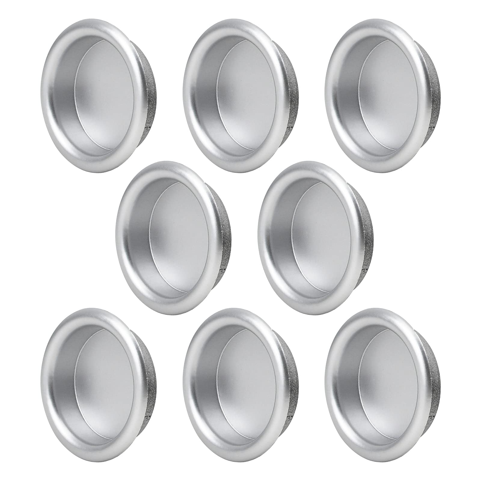 MOROBOR 8 Pack Closet Door Finger Pull, Plastic Round Sliding Pull, Recessed Kitchen Cabinet Handles Pull, Invisible Door Handle, Matte Silver