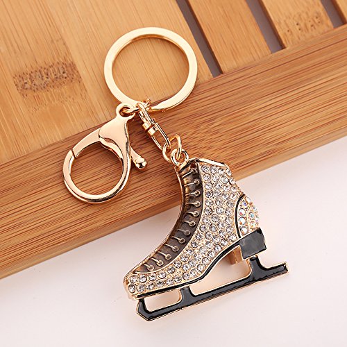 image for Slendima Exquisite Rhinestone Ice Skating Shoes Keychain Women Creativ