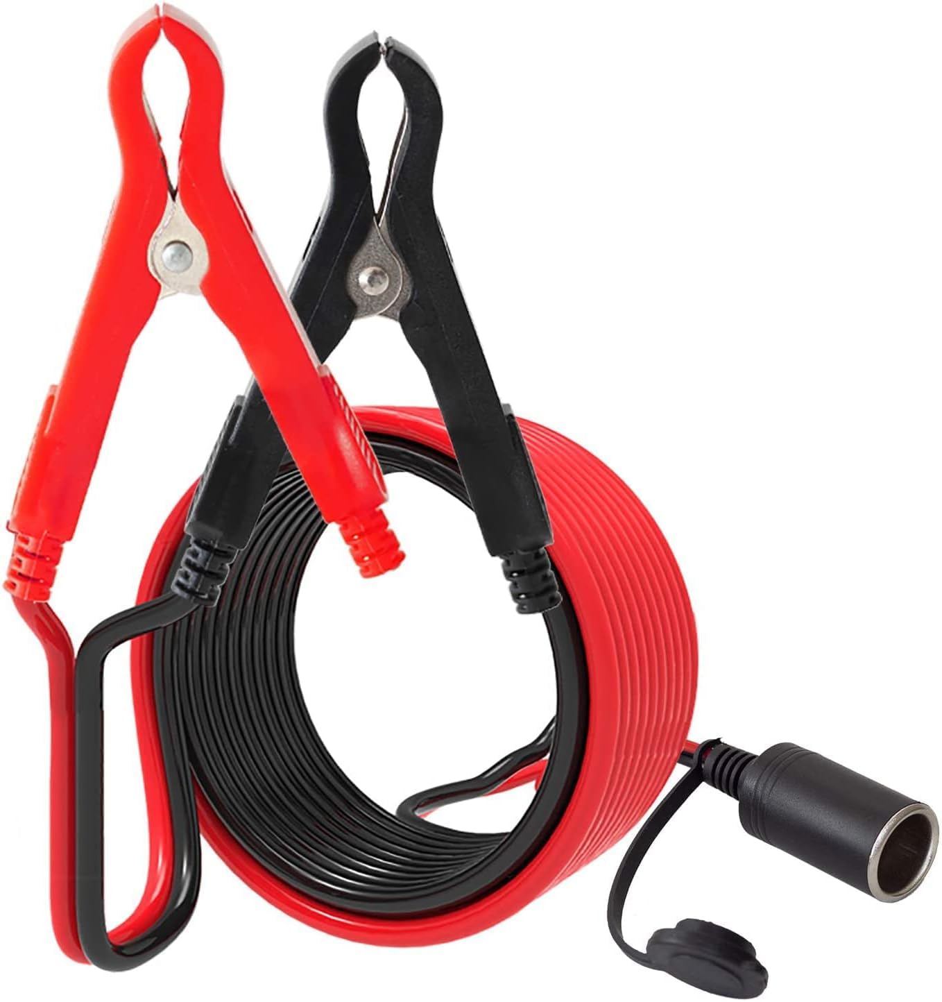 WOWLED Car Cigarette Lighter Alligator Clips Extension Cable, 12V Car Battery Jump Leads, 3m Adapter Plug Socket Cable with Battery Clamps, Cigarette Lighter Female Plug with 10FT Extension Cord