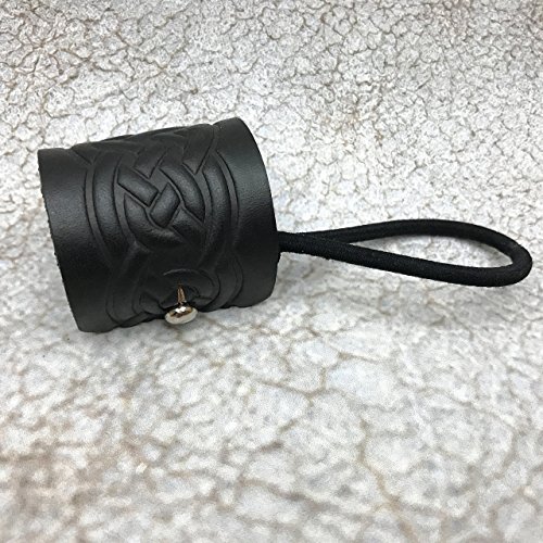 Black Leather Celtic Viking Man Bun Ponytail Holder Hair Tie Apparel