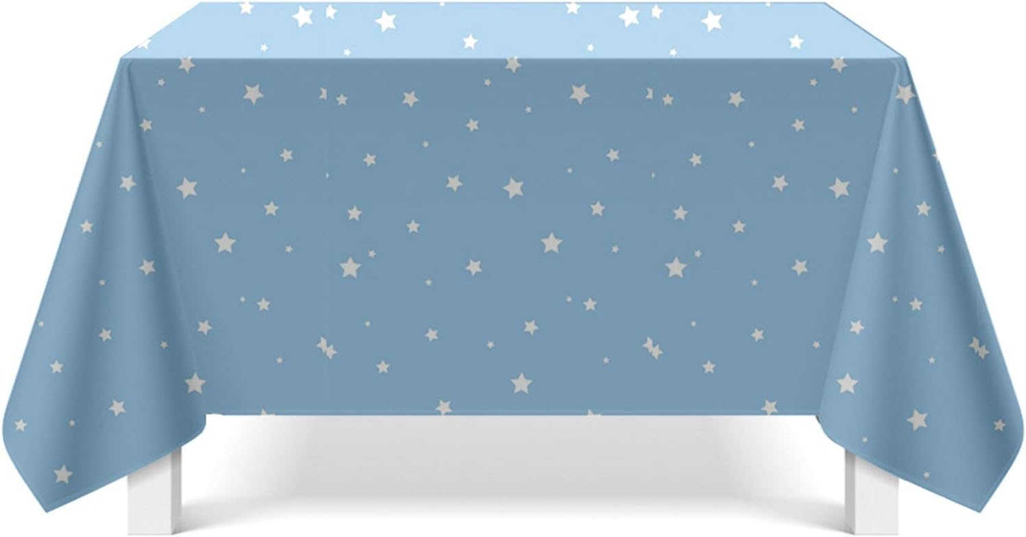 Amody Polyester Table Cloth Dust-Proof Wrinkle Resistant 85x85CM Stars Blue White Tablecloth/Table Cover for Kitchen Dinning Tabletop Decoration Style 4