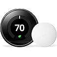 Google Nest Learning Thermostat (3rd Generation) (T3018-US) with Nest Temperature Sensor (T5000SF) (Mirror Black)