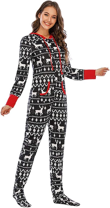 Amazon Co Jp レディースクリスマスパジャマ 女性のための更年期障害のパジャマ 可愛いコットン女性用ロンパーパジャマ ホーム キッチン