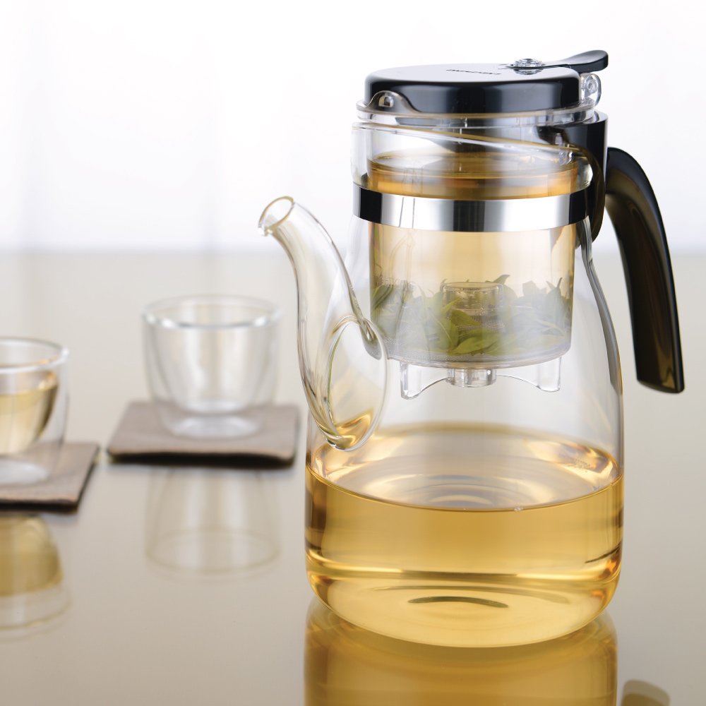 Tealyra pressART TEAPOT 30ounce Borosilicate Glass Tea Maker w