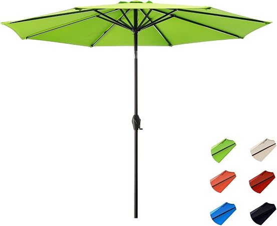 Kitadin Patio Umbrella Outdoor Market Table Umbrellas With Push Button Tilt And Crank Lift 8 Sturdy Square Ribs 9 Ft Apple Green Amazon Ca Patio Lawn Garden