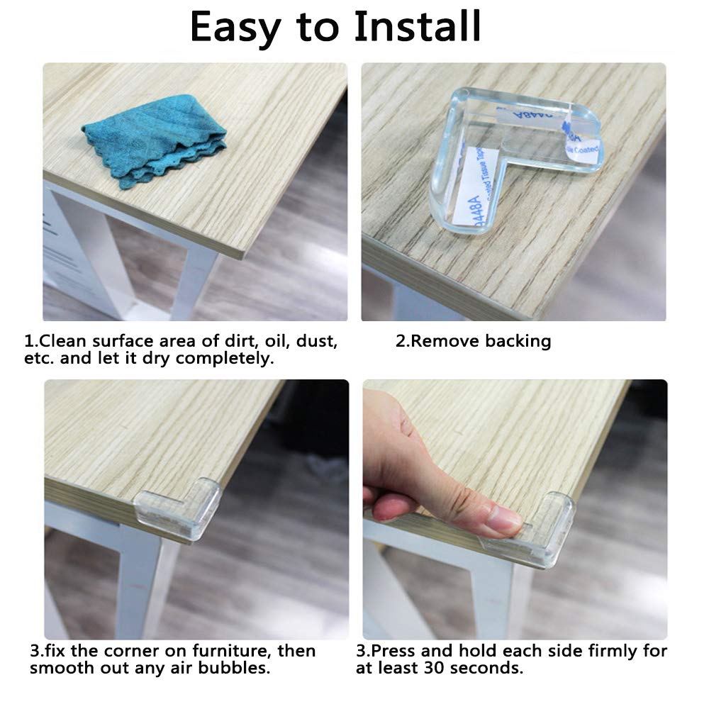 Safety Corner Protectors Guards, 8 pcs Baby Proofing Safety Corner Clear Furniture Table Corner Protection, Kids Soft Table Corner Protectors for Child for Furniture Against Sharp Corners