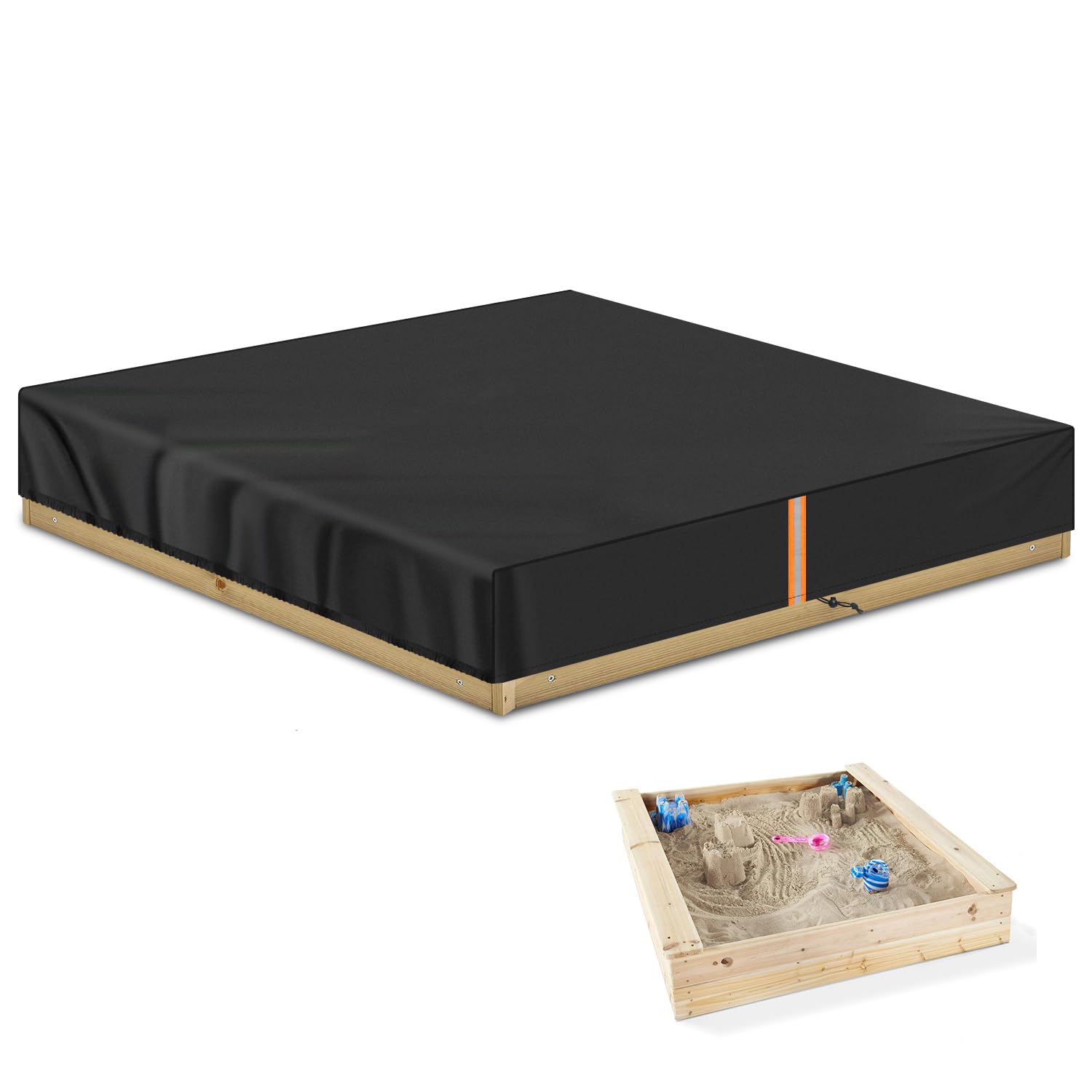 VANSHEIM Sandpit Canopy with Elasticated Drawstring, Sandbox Cover for Paddling Pool & Sand Play Tray, Waterproof Windproof 200x200x20cm