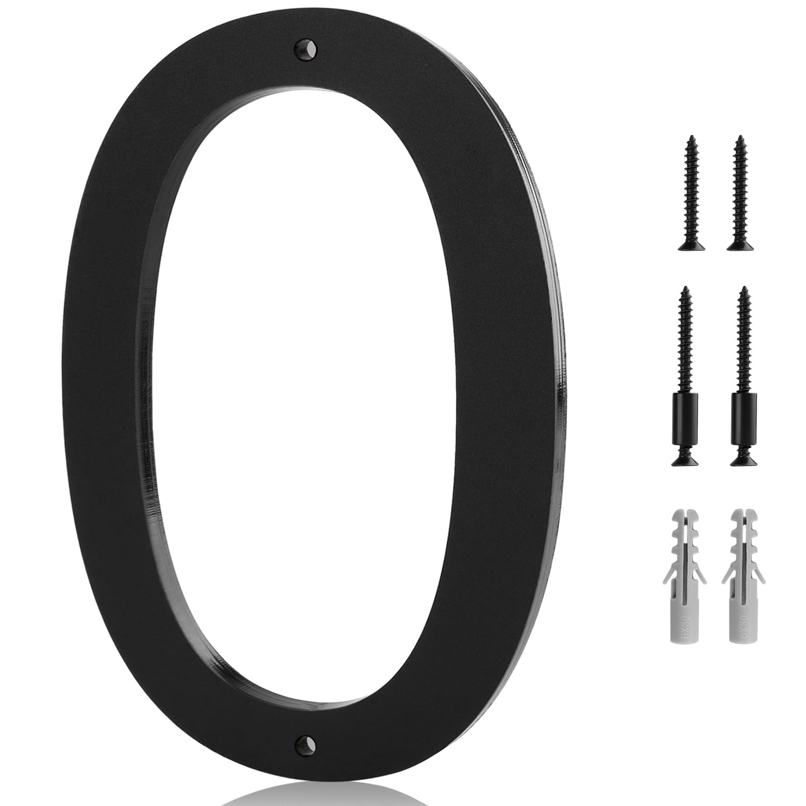 Photo 1 of 10 Inch Modern House Number 0 - Easy Installation With Screw Set, Includes Hardware for Flush or Floating Mount, Frosted Matte Black Acrylic Address House Numbers for Door, Exterior, Porch