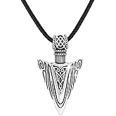 CUOKA MIRACLE Viking Arrowhead Necklaces 925 Sterling Silver Celtic Knot Arrow Necklace Gravel Spearpoint Arrowhead Arrow Pendant Necklace Birthday Jewelry Gift Viking Necklace for Men