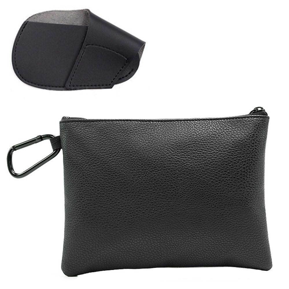 Oaygat Golf Bag Set Golf Mallet Putter Cover and Golf Ball Pouch Tees Holder Valuable Zipper Handbag Golf Pocket Pouch with Clip Hook Golf Accessory Pouch Golf Head Cover Golf Club Protector Leather