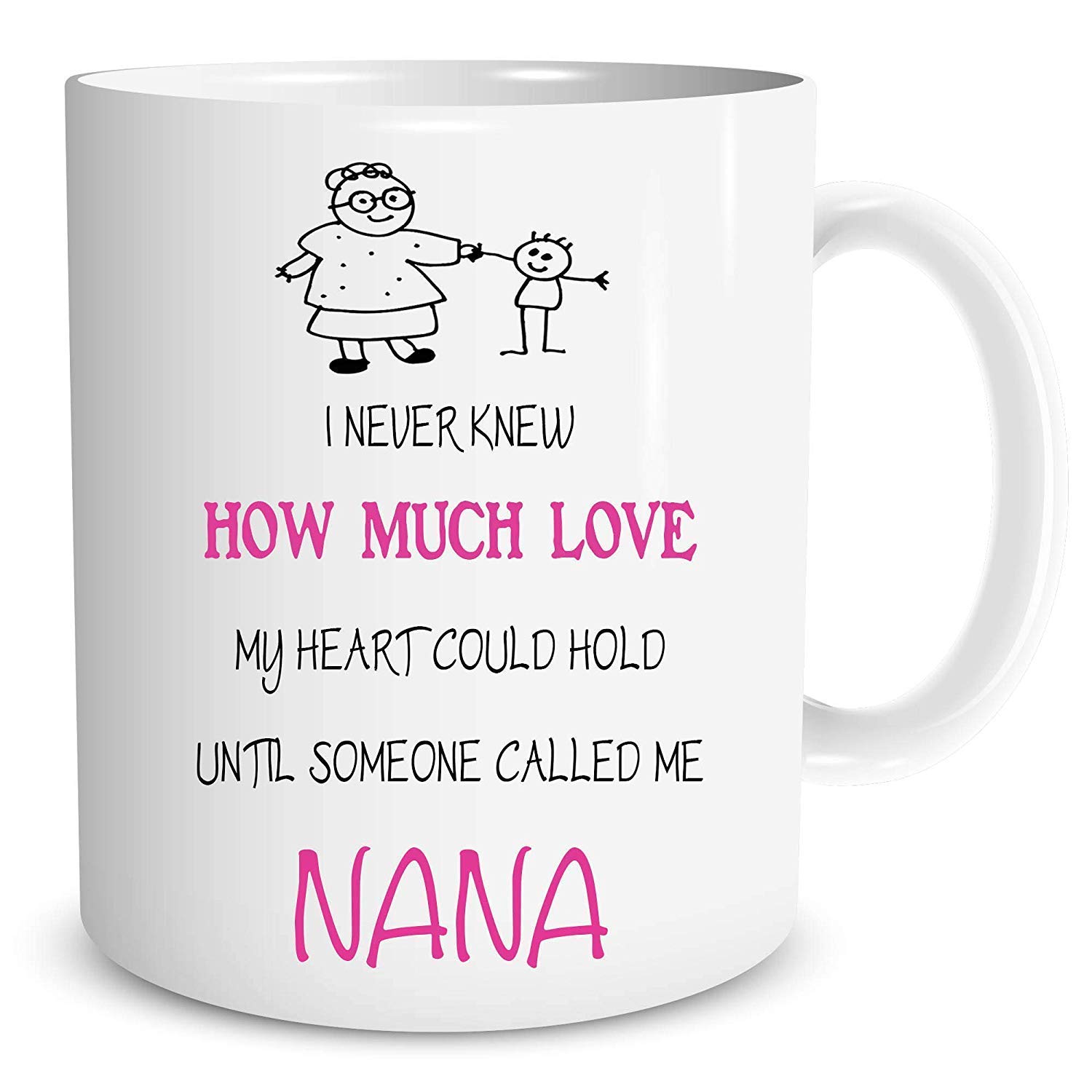 Nana Mug Grandchild Gift Love Heart Hold Kids Kitchen Cup Work Gift WSDMUG234