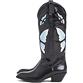 keleimusi Butterfly Knee High Boots for Women Cowgirl Autumn Western Almond Toe Shoes