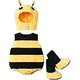 Kuriozud Cute Fuzzy Animal Costume for Baby Girl Boy Halloween Costume Romper with Hat and Leg Warmer 4pcs Cosplay Outfit