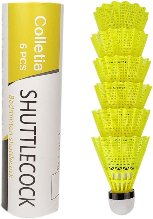 Colletia Plastic Shuttlecocks 6-Pack Nylon Badminton Shuttlecocks ， High Speed Birdies Balls ，with Great Durability Stability Suitable for Indoor Outdoor Sports Training