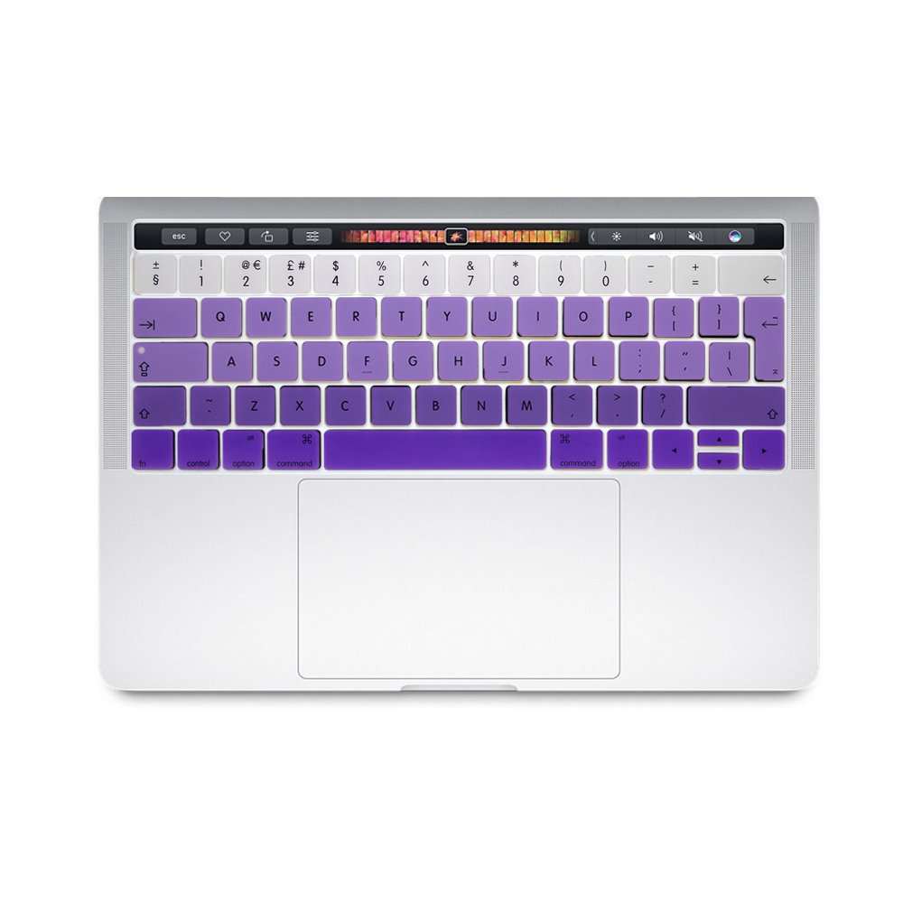 Se7enline Compatible with Macbook Keyboard Cover for MacBook Pro 13/15 inch With Touch Bar Version Model A1706/A1989/A2159/A1707/A1990 2016/2017/2018/2019/2020 New Released (UK Layout), Ombre Purple