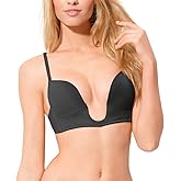ToBeInStyle Women’s Deep Plunge U-Shaped V-Bra Convertible Supportive w/Padded Cups & Low Open Back
