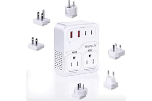TREVOLTY 2000W Voltage Converter US to Europe for Hair Dryers, 7-in-1 220V to 110V Converter for European Travel with 3 AC/2 USBA/2 USBC Ports (PD20W), Universal Travel Adapter with Type ABCE/FGI