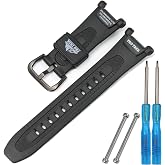 Men's Resin Rubber Watch Band Replacement Compatible with Casio Protrek PRG-240 PRG-40 PAG-40 Pathfinder Waterproof Sport Watch Strap Wristband with Screws
