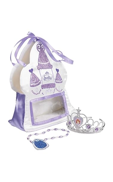 Rubie's Offizielle Sofia, die Erste-Handtasche aus Satin für Kinder, mit Diadem und Amulett – Einheitsgröße