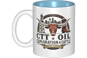 AINVLENAN Ctt Oil Exploration & Cattle Cups 11 Oz Two Tone Sky Blue Coffee Mug