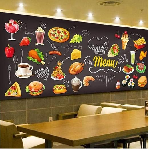 Whwd Pizarra Pastel Helado Café Bebida 3D Foto Mural Papel Tapiz Cocina