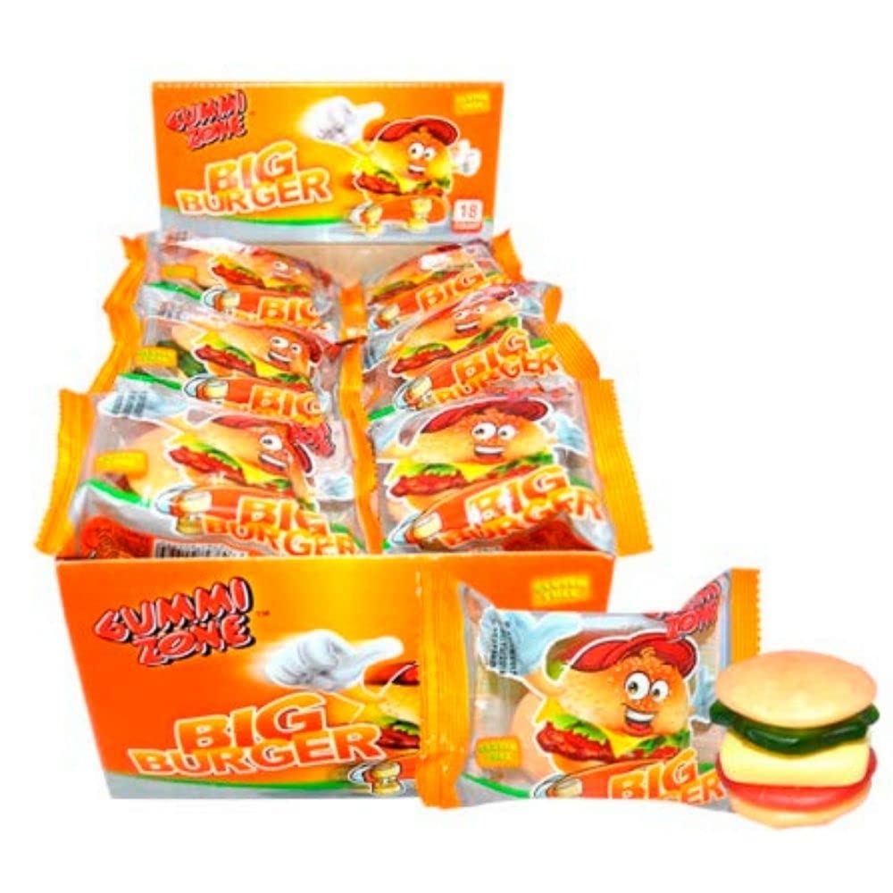 Gummi Zone Big Burger Candy Sweets - Wholesale Box of 18