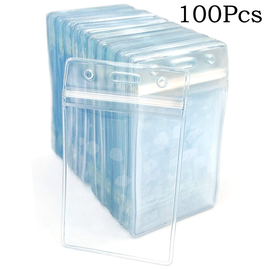 Name Tag Badge ID Card Holders 100 Pack Clear Plastic Vertical Premium