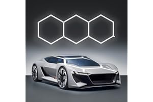 CEZELUX Hexagon Garage Light :16 Pack 128W 6500K 3 Honeycomb Ceiling Hex Lights Hexagon LED Lights for Garage Gym Basement Warehouse Auto Beauty Shop Car Detailing Hair Salon Workshop Lighting (hexagon-3-1)