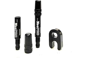 NeoPRO Presta Valve Extension Extender Kit (Pack of 2) w/Valve Key and Cap - Available in 4 Lengths - 20,30,40,60 mm (Black, 20mm)