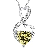 DOLPHERS 925 Sterling Silver Birthstone Necklace for Women, Infinity Heart Birthstone Pendant Necklace Jewelry Gifts for Mother Wife Lover Birthday Anniversary, with 18+2inch Chain