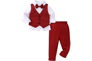 YOUNGER TREE Toddler Boy Clothes Suit Gentleman Wedding Outfits Baby Formal Dress 4-Piece Set