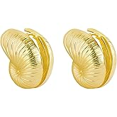 GAFATORY Beach Conch Earrings for Women Gold Statement Earrings Summer Beach Vacation Jewelry