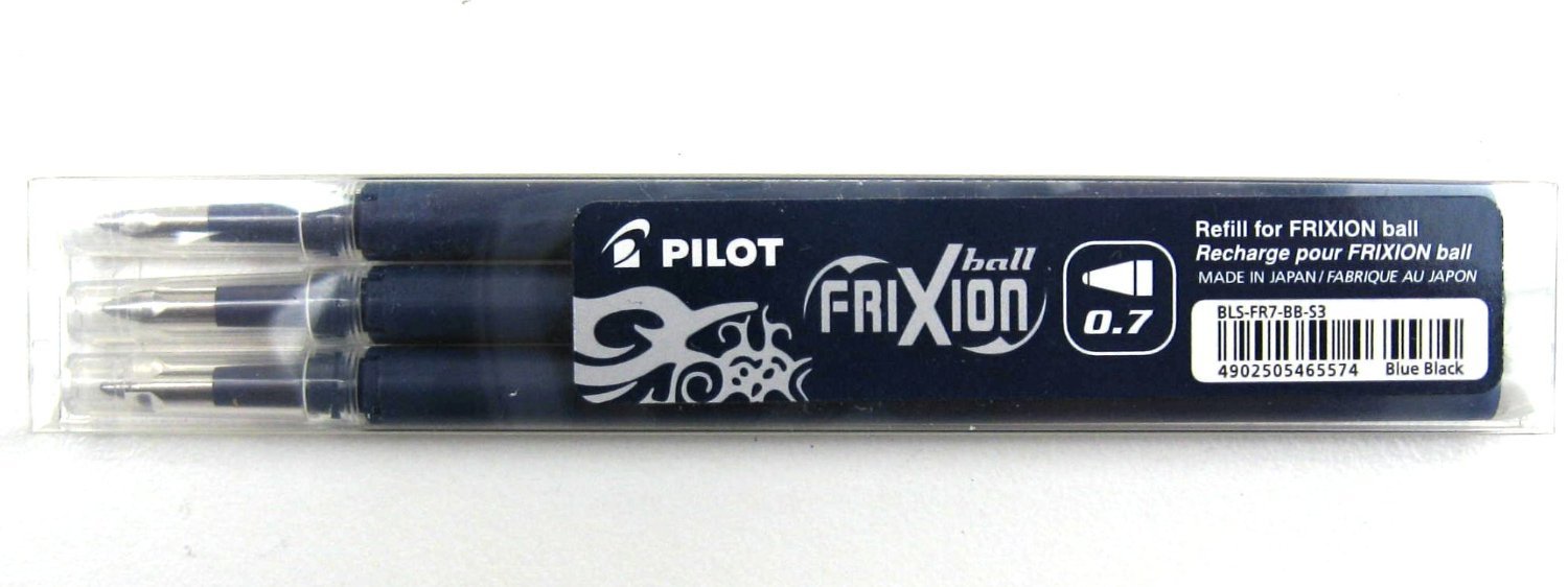 Pilot FriXion Refills Pack of 3 BB Cartridges for) and Parts Rollerball Refill Blue/Black
