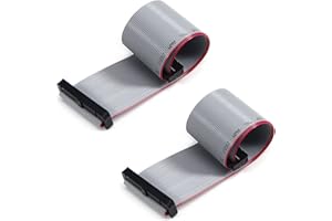 Fielect 2pcs IDC 34 Pin Connector Gray Wire Flat Ribbon Cable Connector Length 30cm 2.54mm Pitch