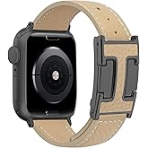 JSGJMY Leather Magnetic Band Compatible with Apple Watch Bands 38mm 40mm 41mm 42mm 44mm 45mm 46mm 49mm for Women Men,Top Grain Leather Designer Replacement Strap for iWatch Ultra SE Series11/10/9/8/7/6/5/4/3/2/1