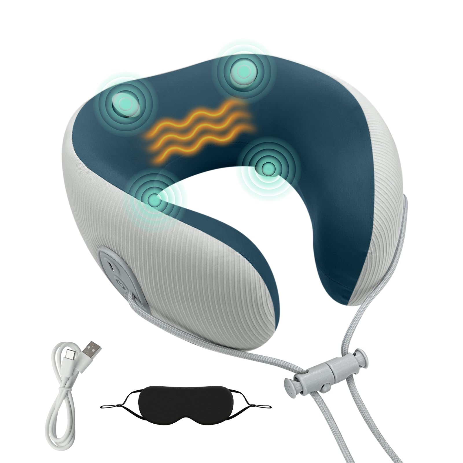 Photo 1 of Medicane Neck Travel Pillow with Massage, Neck Massager with Heat & Gentle Vibration Massage, Ergonomic Memory Foam with Comfortable Eye Mask, Perfect for Airplane, Car, Office, Home Use, Pain Relief