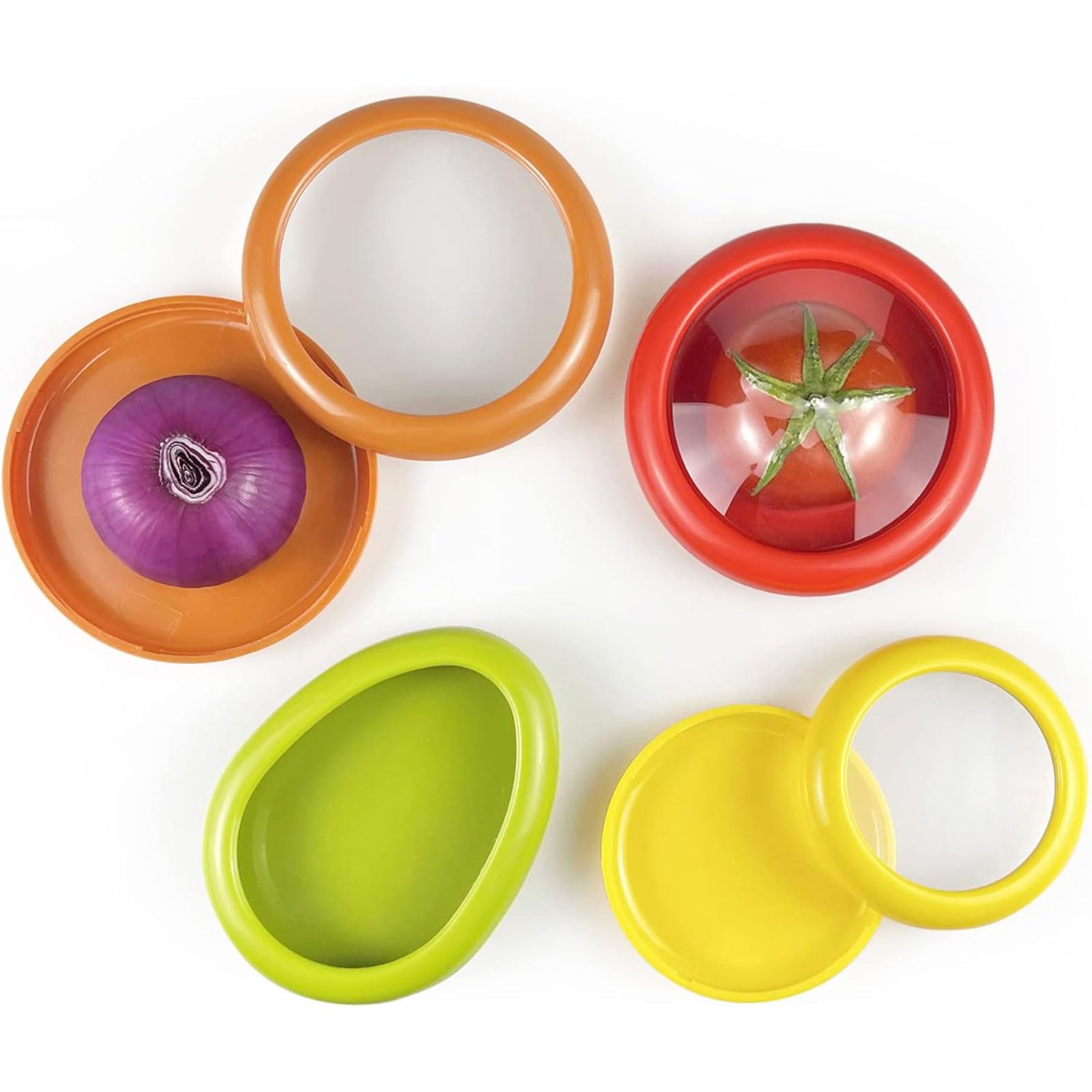 Photo 1 of Generic Silicone Fruit And Vegetable Containers For Fridge,Reusable Holder For Food Storage,Fresh Stretch Pods For Food Saver (Green,Red,Yellow,Brown), FDPOD-02