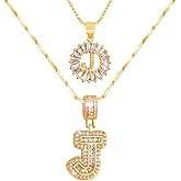 TCXOO Letter Necklace 14k Gold Custom Name Personalized Zirconia Necklace Pendant Birthday Valentine Jewelry Gifts for Her