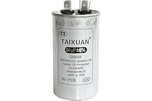 TAIXUAN 30 uF 30 MFD 370V or 440V Dual Run Start Round AC Capacitor 30 uF 370 440 VAC CBB65B Air Conditioner Capacitors for Motor Fan Start or Heat Pump or Condenser Straight Cool… (30UF)