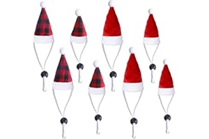 JOTFA 8 Pcs Chicken Christmas Hats, 2 Sizes Small Animals Christmas Costume with Adjustable Chin Strap for Chicken Hen Rooster Goose Duck Parrot Hamster Guinea Pig Lizard