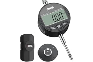 BINTA Digital Dial Indicator 1inch/0.0005inch, LCD Screen Zinc Alloy Digital Indicator with Rear Cover for Industrial,Mechanical, 3D, Laboratory Settings (Black)