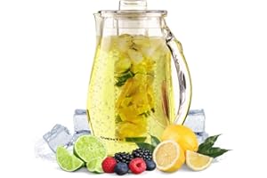 OVENTE Fruit Infusion Water Pitcher 2.5L (85 oz) with Removable Lid and Infuser Rod, BPA-Free Acrylic Beverage Jug Ideal for Flavor-Infused Drinks, Lemonade, Juice, Iced Tea and More, Clear PIA0852C