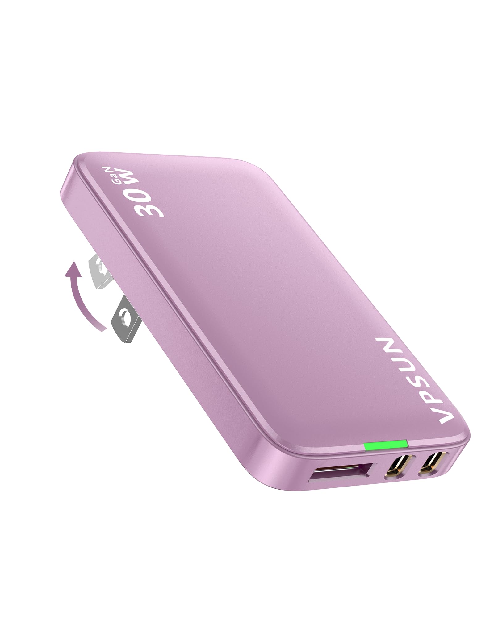 USB Wall Charger Block 30W,3 Port Ultra Thin Flat USB C Charging Plug,Foldable Power Adapter for iPad,iPhone 15/16,Samsung (Pink)