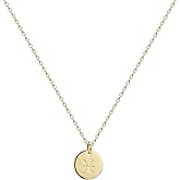 Befettly Constellation Necklace Pendant 14K Gold-Plated Hammered Round Disc Engraved Zodiac Sign Pendant 17.5’’ Adjustable Dainty Necklace